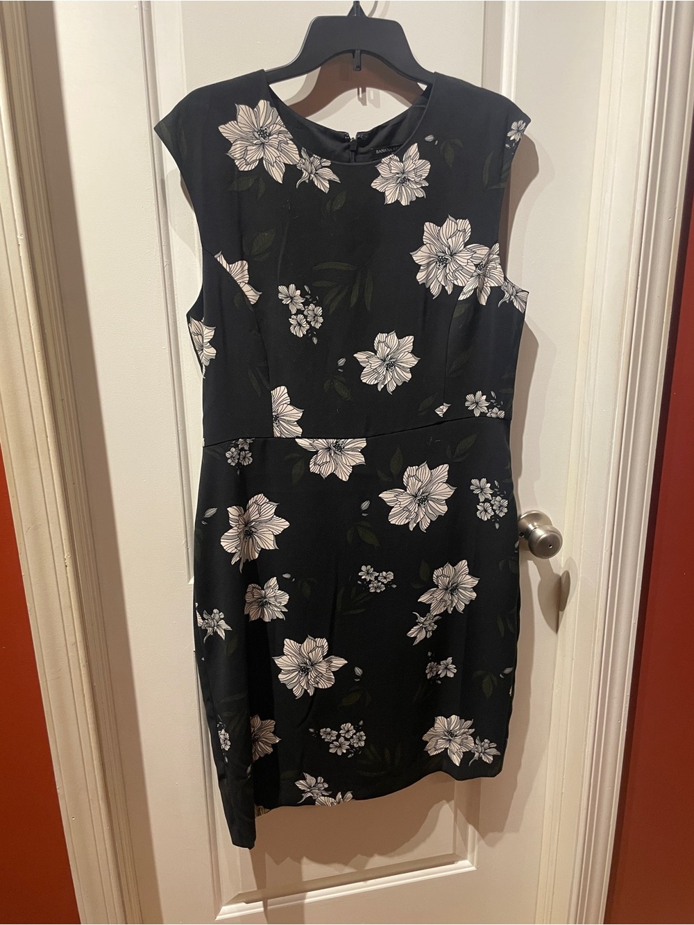 Banana Republic Black Floral Midi Dress